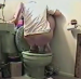 A classic GirlsPooping.Com model squats over the toilet bowl to take a nice dump!